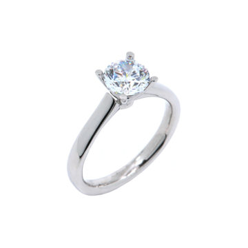 14K White Gold Solitaire Engagement Ring Mounting