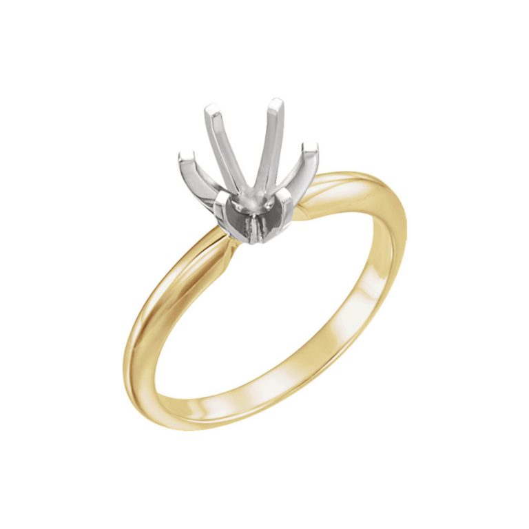 14K Two-Tone Six Prong Solitaire Engagement Ring Mounting