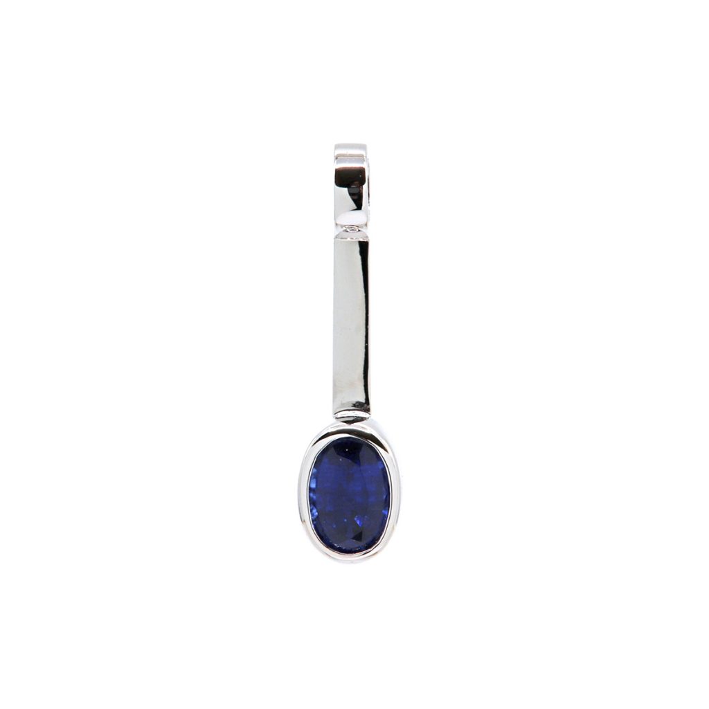 14K White Gold Oval Sapphire Stackable Pendant