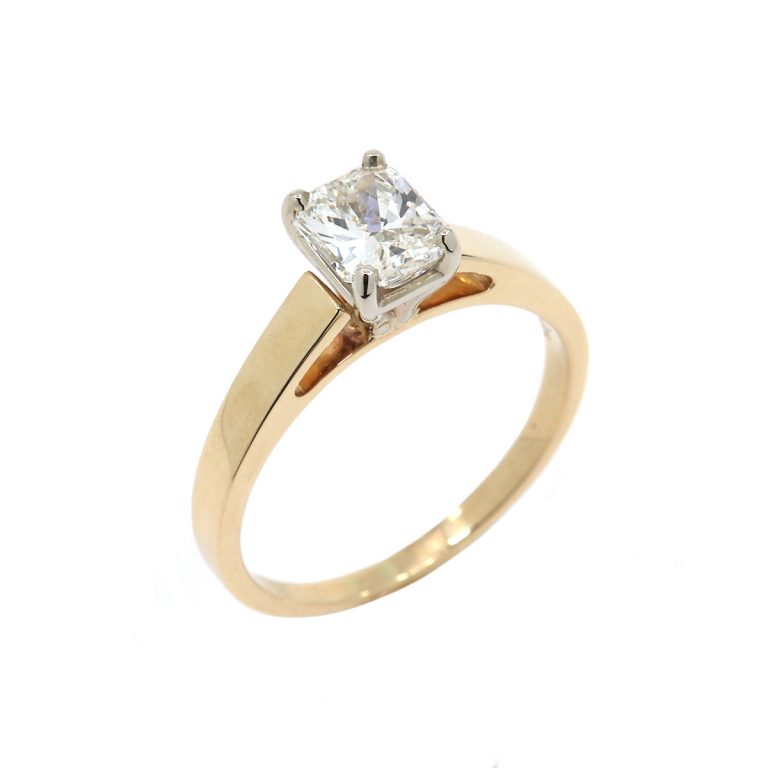 14K Yellow Gold Radiant Cut Diamond Solitaire Engagement Ring