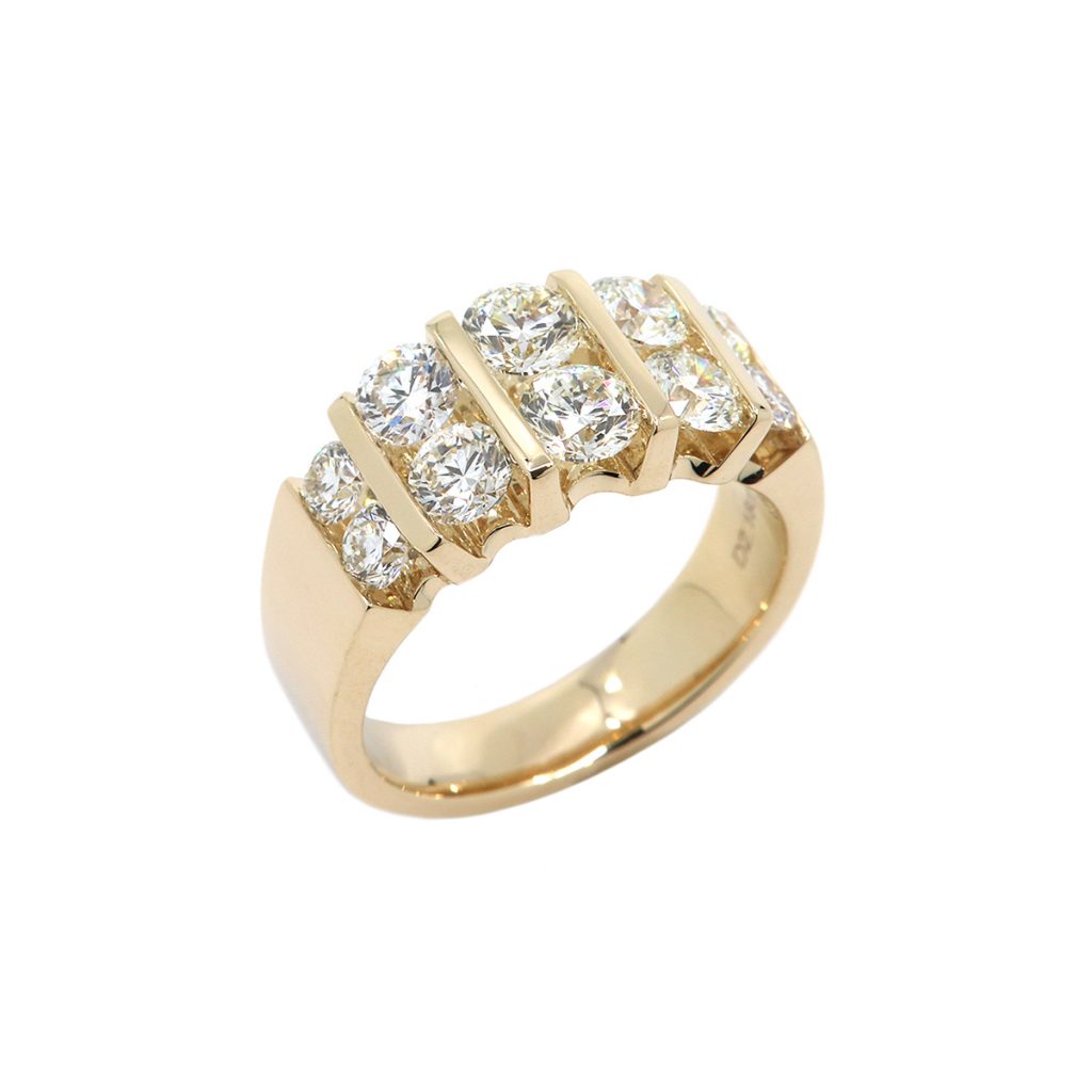 14K Yellow Gold Five Column Diamond Band - Josephs Jewelers