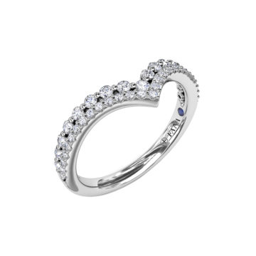 14K White Gold Tiered Prong Set Chevron Diamond Band