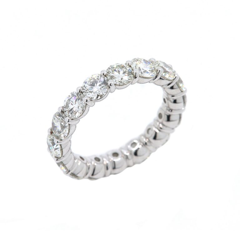 Platinum Buttercup Eternity Band with Round Diamonds
