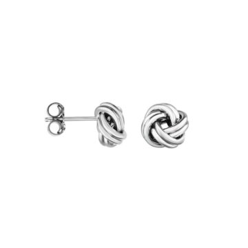 14K White Gold Love Knot Stud Earrings