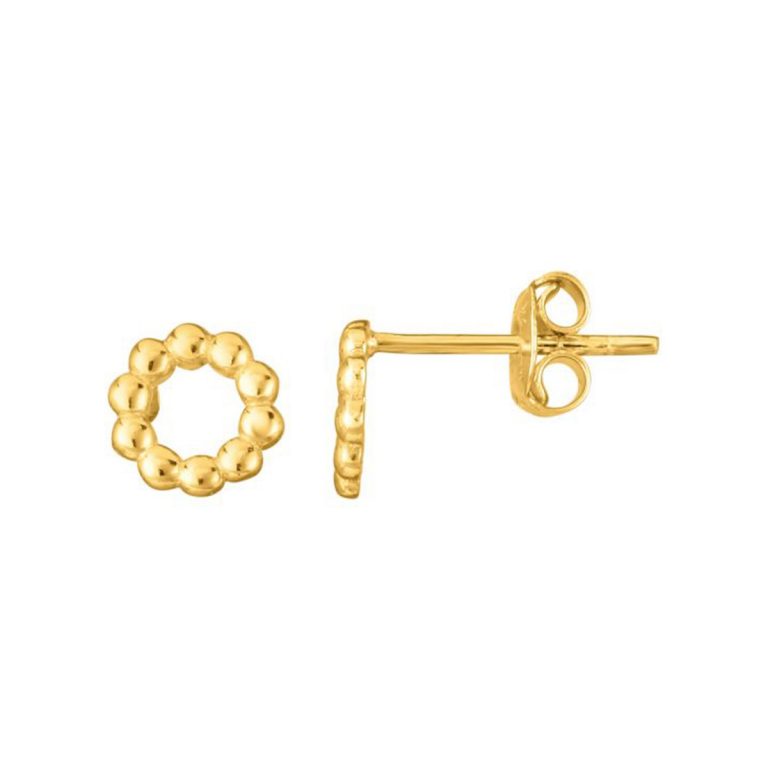 14K Yellow Gold Bead Circle Earrings