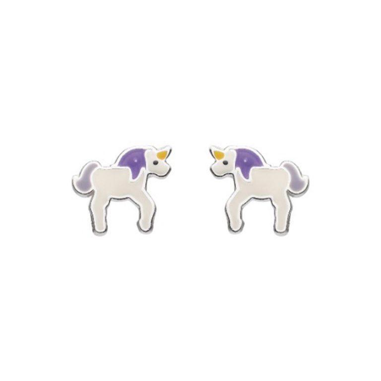 Sterling Silver Unicorn Enamel Earrings