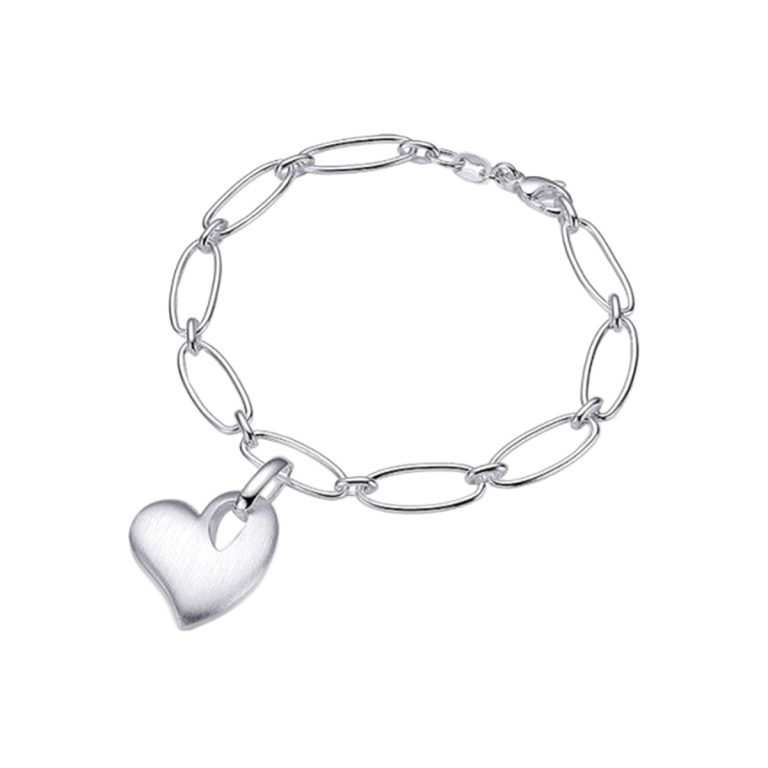 Sterling Silver Link Bracelet with Heart