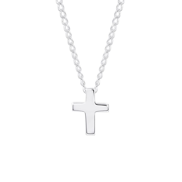 Sterling Silver Tiny Polished Cross Pendant with Chain