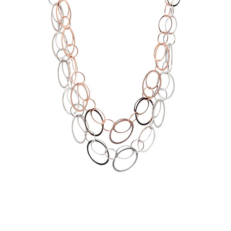 Sterling Silver Two-Tone Multi Circle Necklace