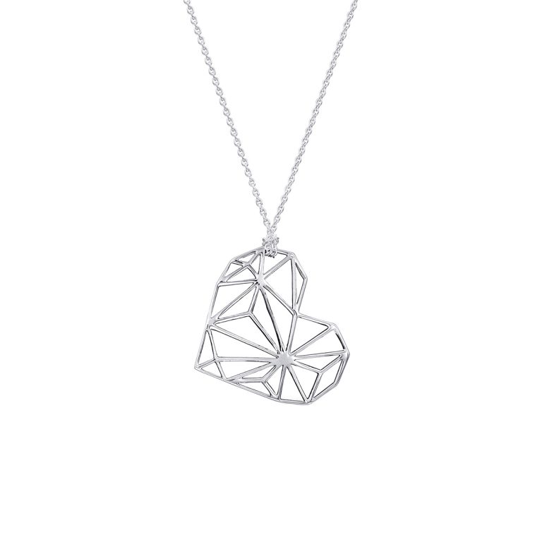 Sterling Silver Large Prism Heart Necklace