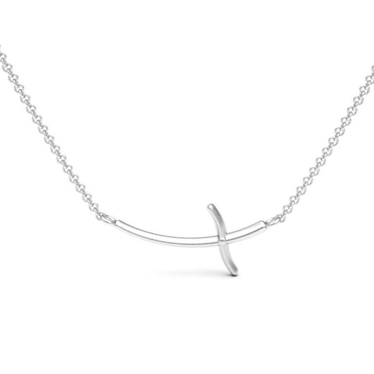 Sterling Silver Sideway Cross Necklace