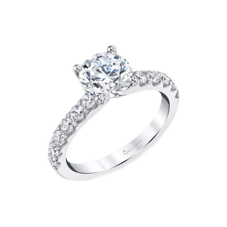 14K White Gold 'Adoria' Classic Engagement Ring Semi-Mounting