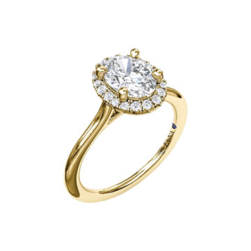14K Yellow Gold Oval Shaped Halo Engagement Ring Semi-Mounting