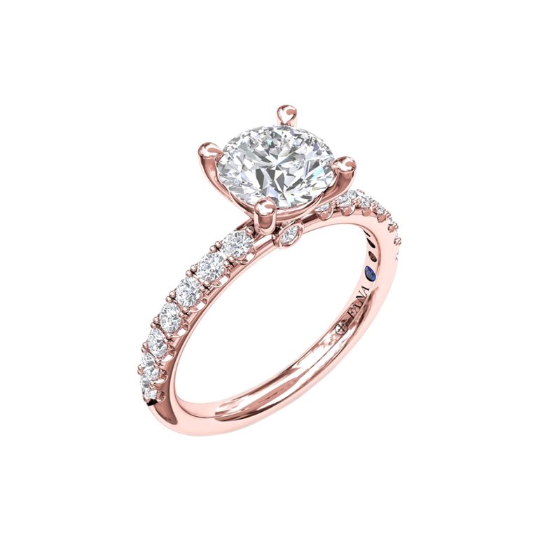 14K Rose Gold Diamond Accented Engagement Ring Semi-Mounting