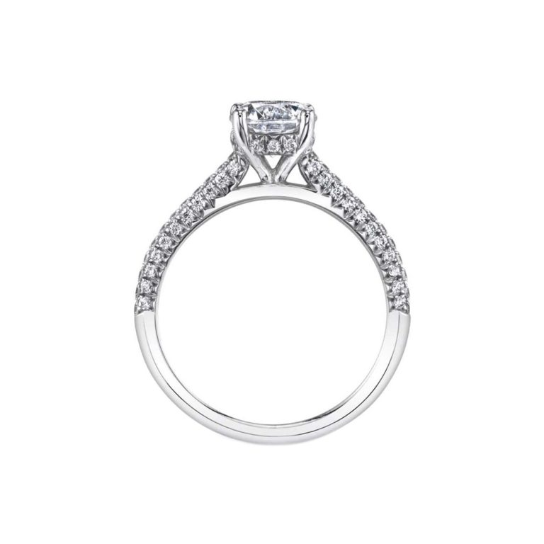 14K White Gold Micro Pavé Classic Engagement Ring Semi-Mounting