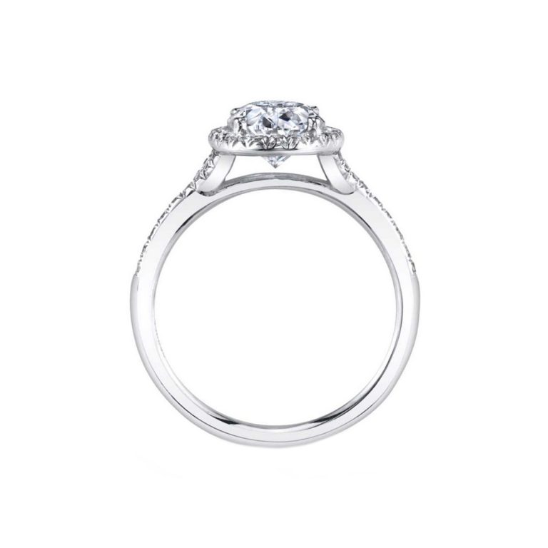 14K White Gold 'Alexandra' Oval Halo Engagement Ring Semi-Mounting