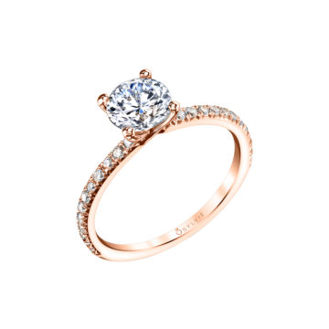 14K Rose Gold Classic ‘Benedetta’ Engagement Ring Semi-Mounting