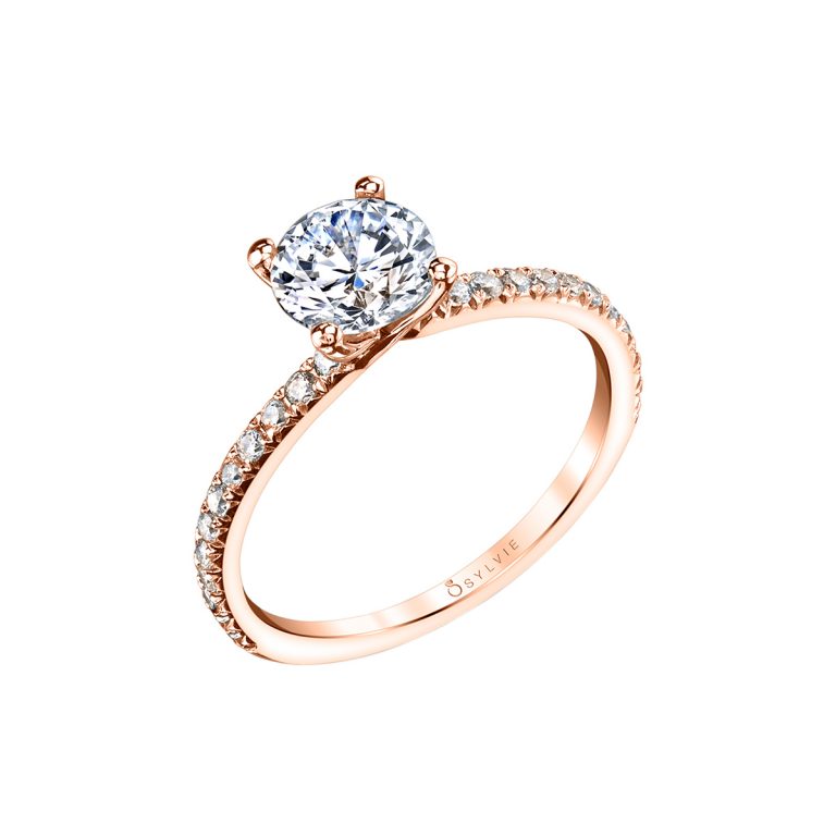 14K Rose Gold Classic 'Benedetta' Engagement Ring Semi-Mounting