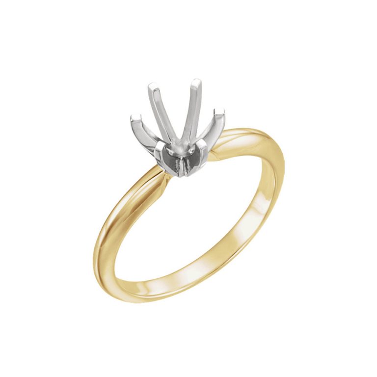 14K Two-Tone Solitaire Six Prong Engagement Ring Mounting