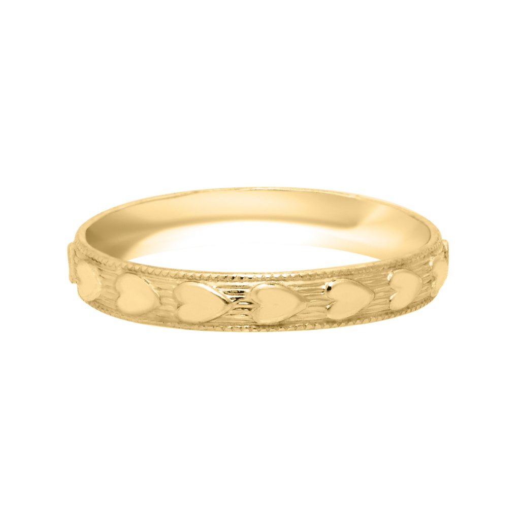 10K Yellow Gold Baby Ring with Hearts