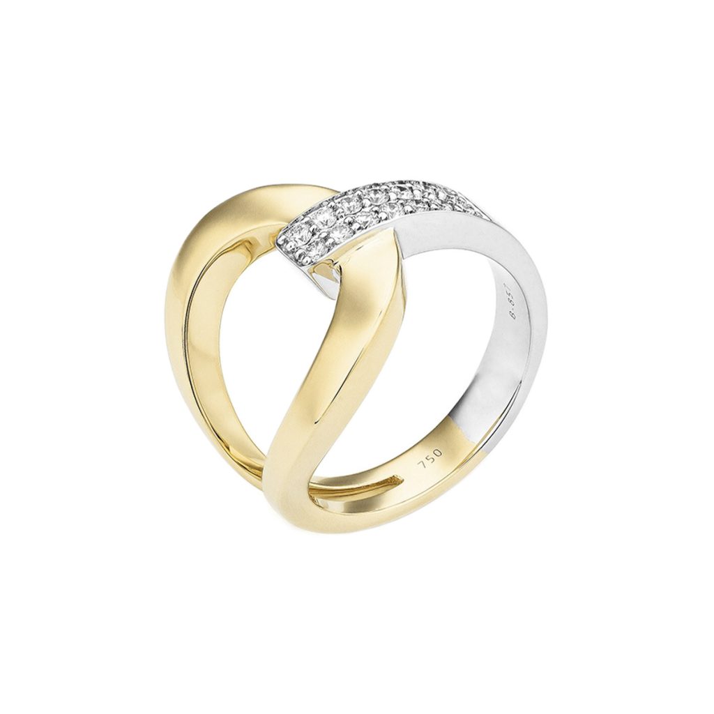 14K Two-Tone Interlocked Diamond Ring