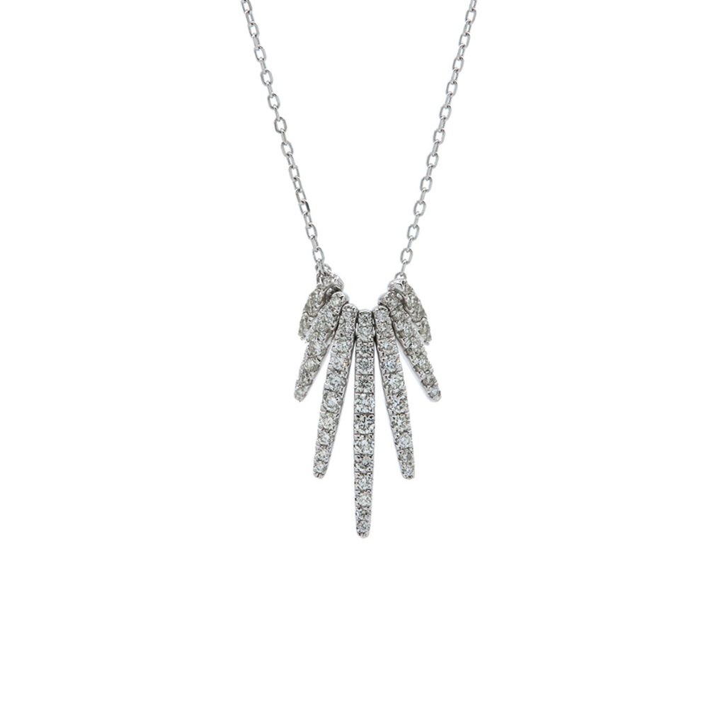 14K White Gold Diamond Wing Necklace
