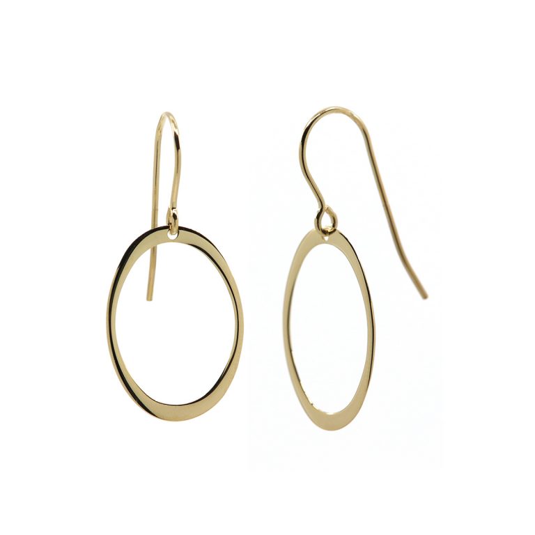 14K Yellow Gold Simple Oval Earrings