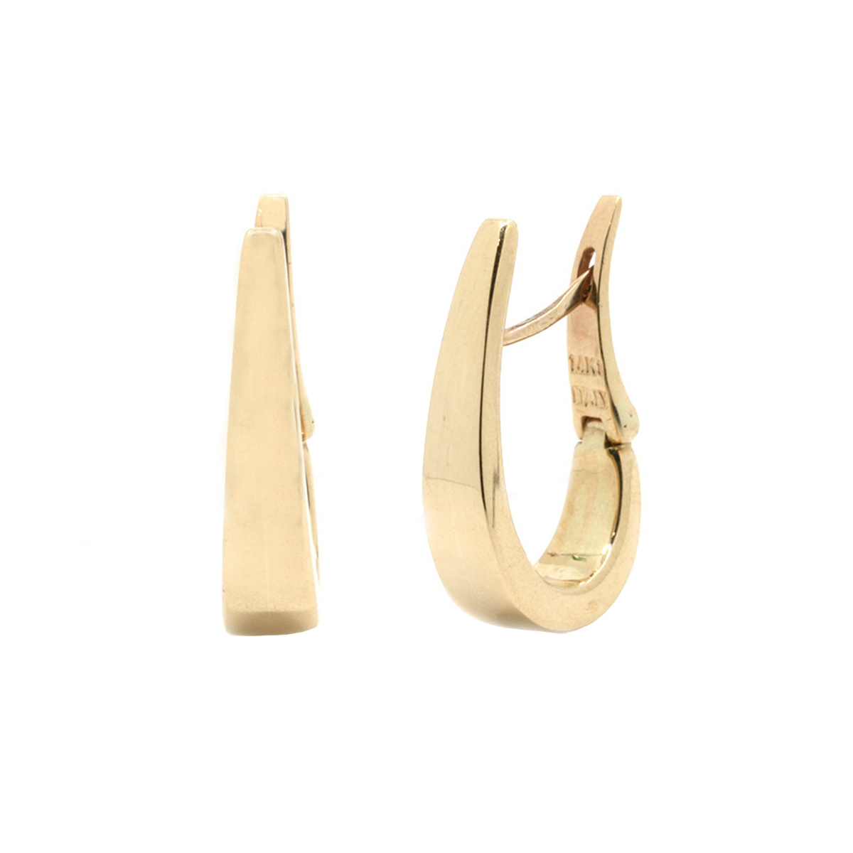 14K Yellow Gold Small Ribbed Hoop Earrings - Josephs Jewelers