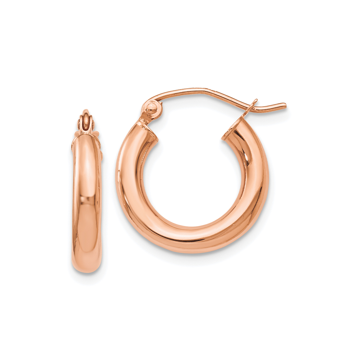 14K Rose Gold Small Polished Hoop Earrings