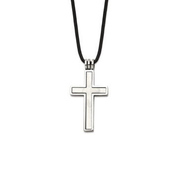 Stainless Steel Cross with Leather Cord