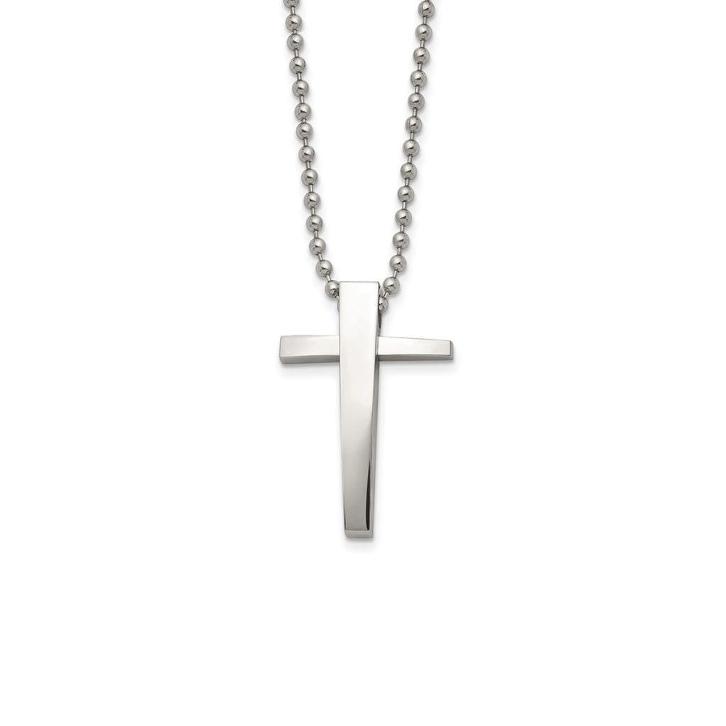 Stainless Steel Cross Pendant with Bead Chain