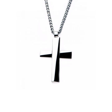 Stainless Steel Bevel Cross Pendant with Chain