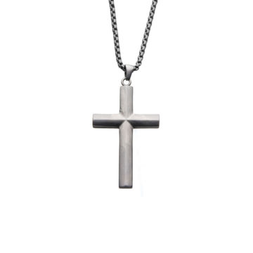 Stainless Steel Brushed Cross Pendant and Chain