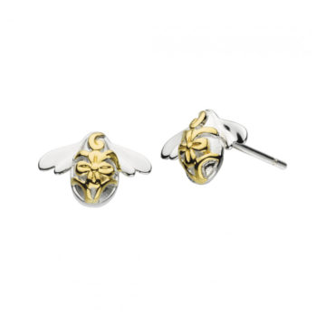 Sterling Silver and Yellow Gold Plated Bee Earrings
