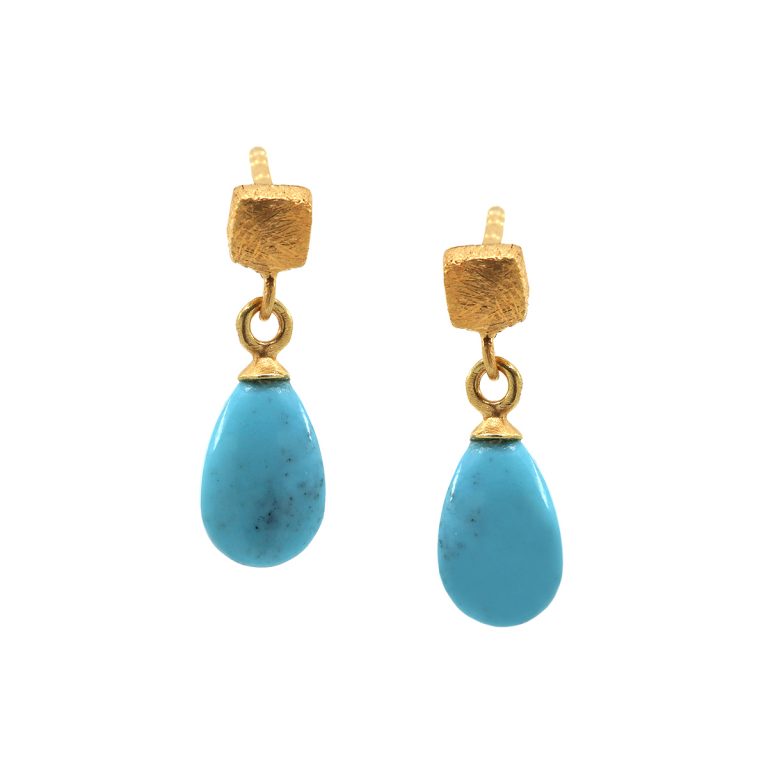 Gold Plated Sterling Silver Turquoise Dangle Earrings
