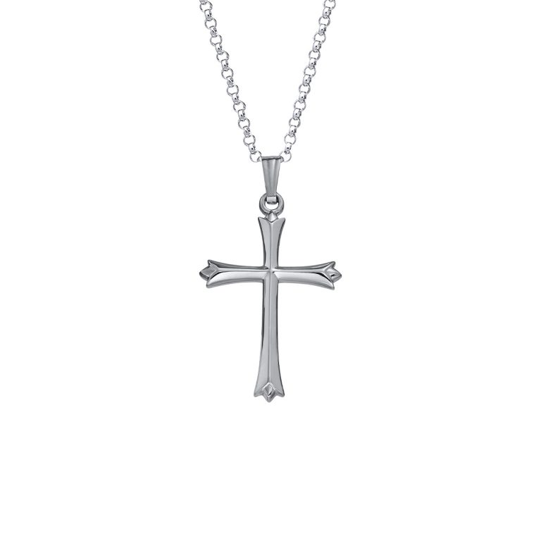 Sterling Silver Flared Cross Necklace