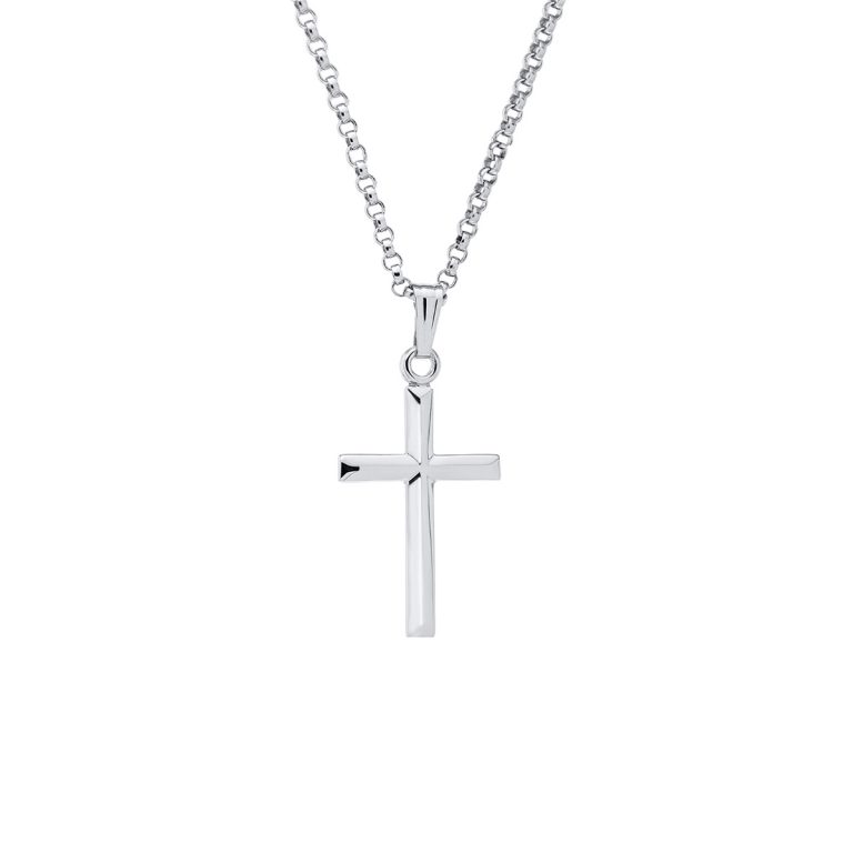 Sterling Silver Polished Cross Pendant with Chain