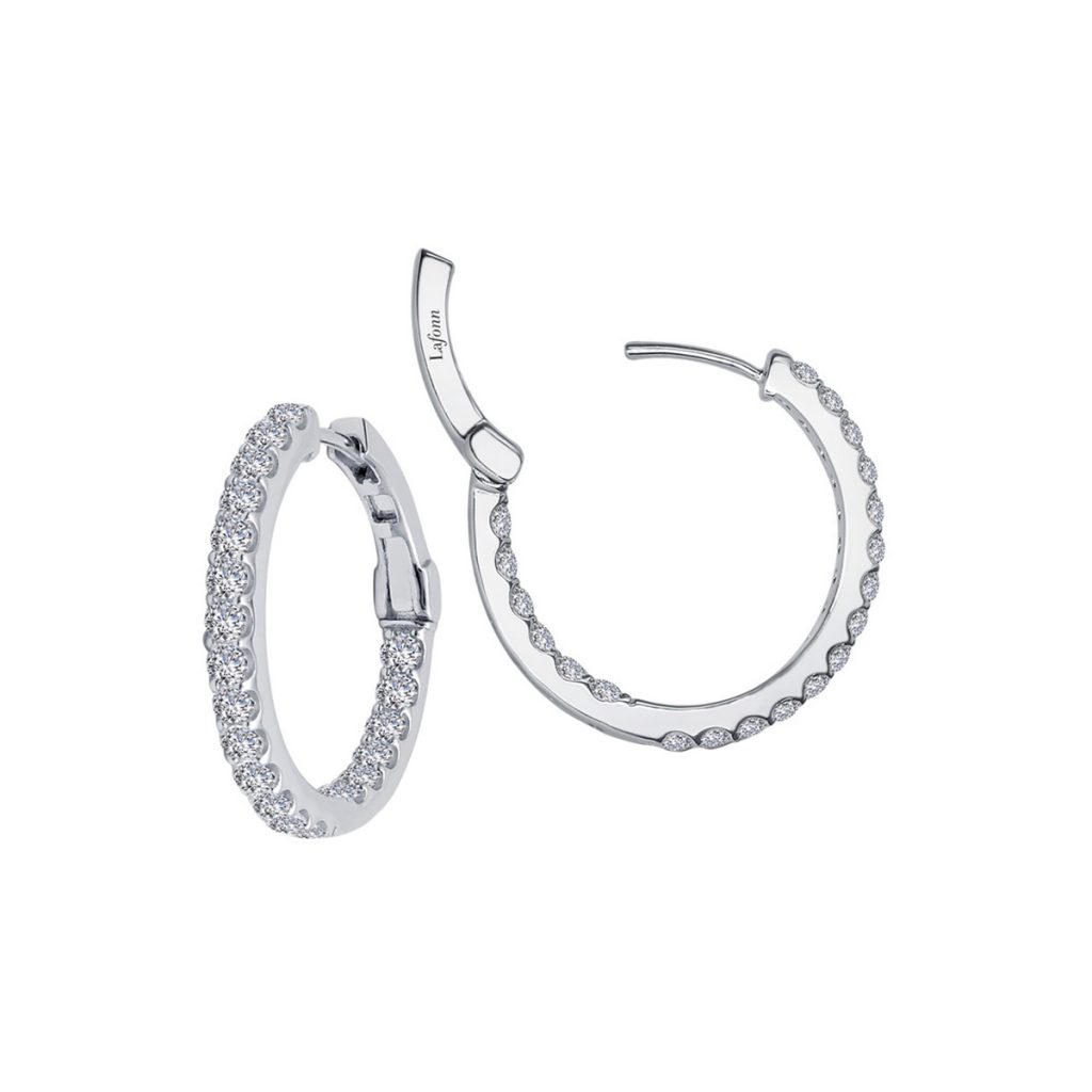 Sterling Silver Inside-Out Cubic Zirconia Hoop Earrings