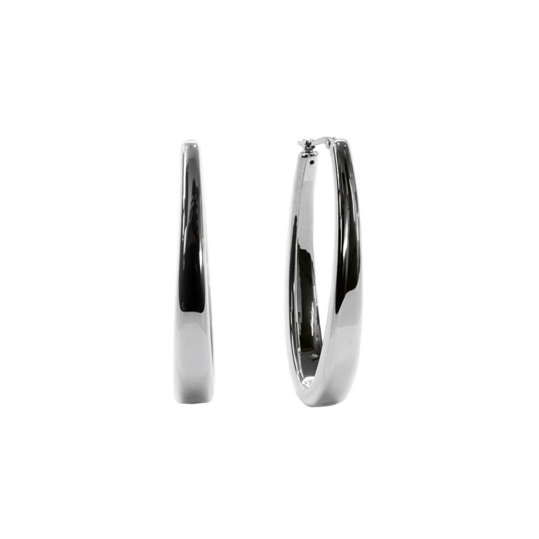 Sterling Silver Large Oval Hoop Earrings