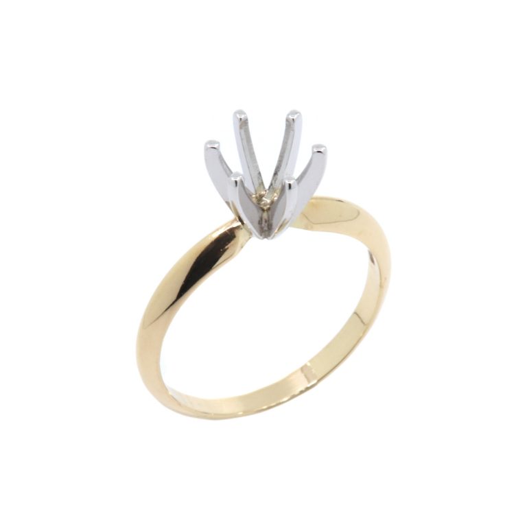 14K Two-Tone Six Prong Engagement Ring Mounting
