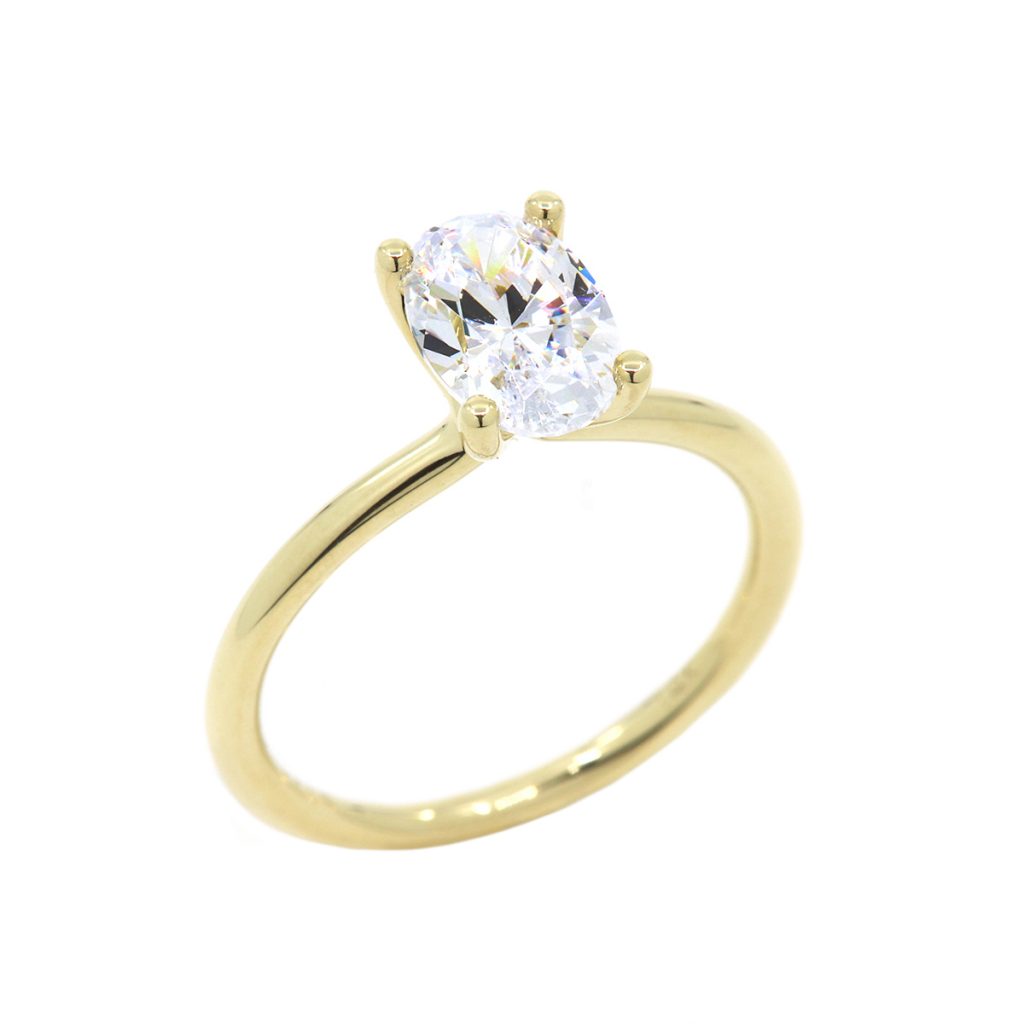 14K Yellow Gold Solitaire Oval Engagement Ring Mounting