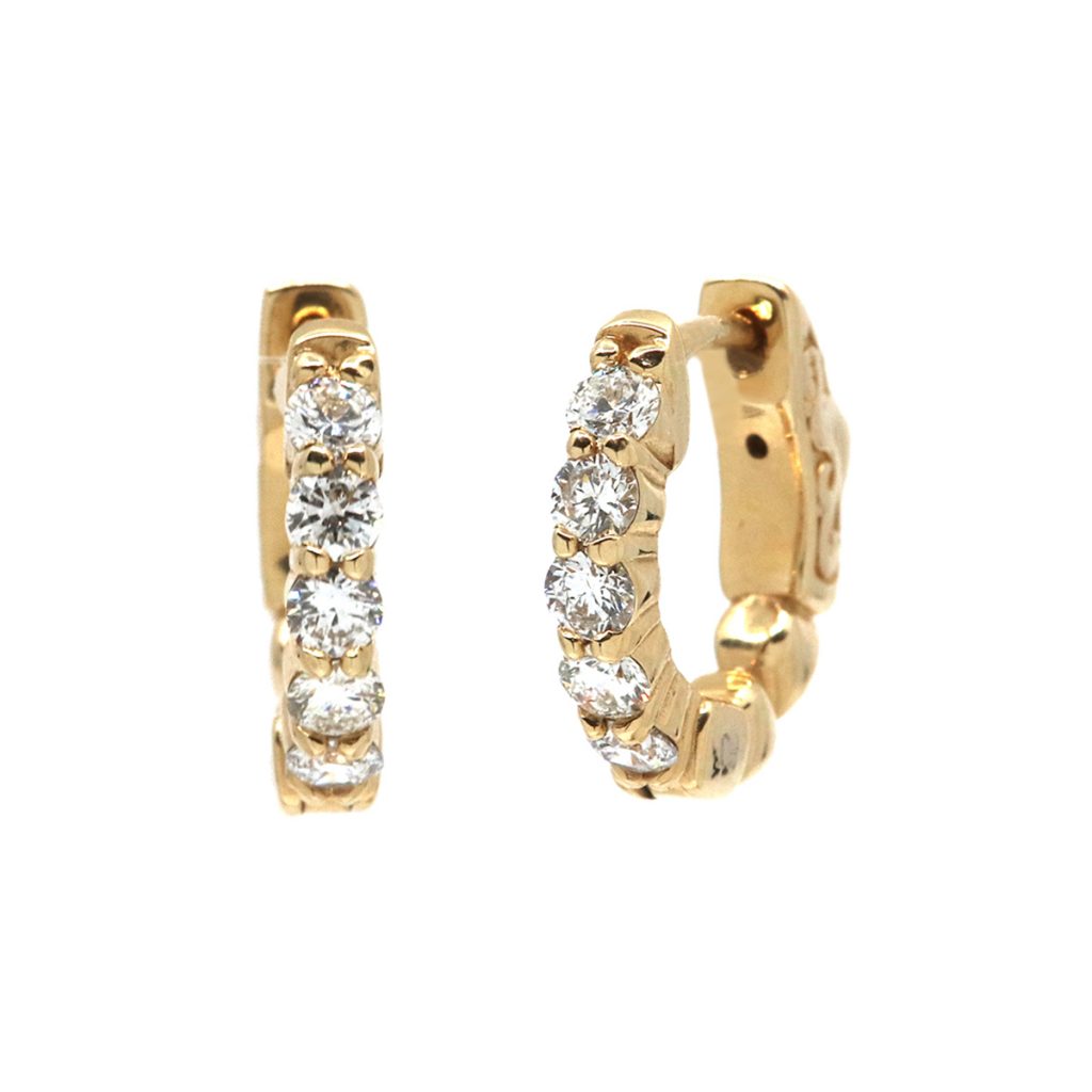 14K Yellow Gold Inside-Outside Diamond Earrings