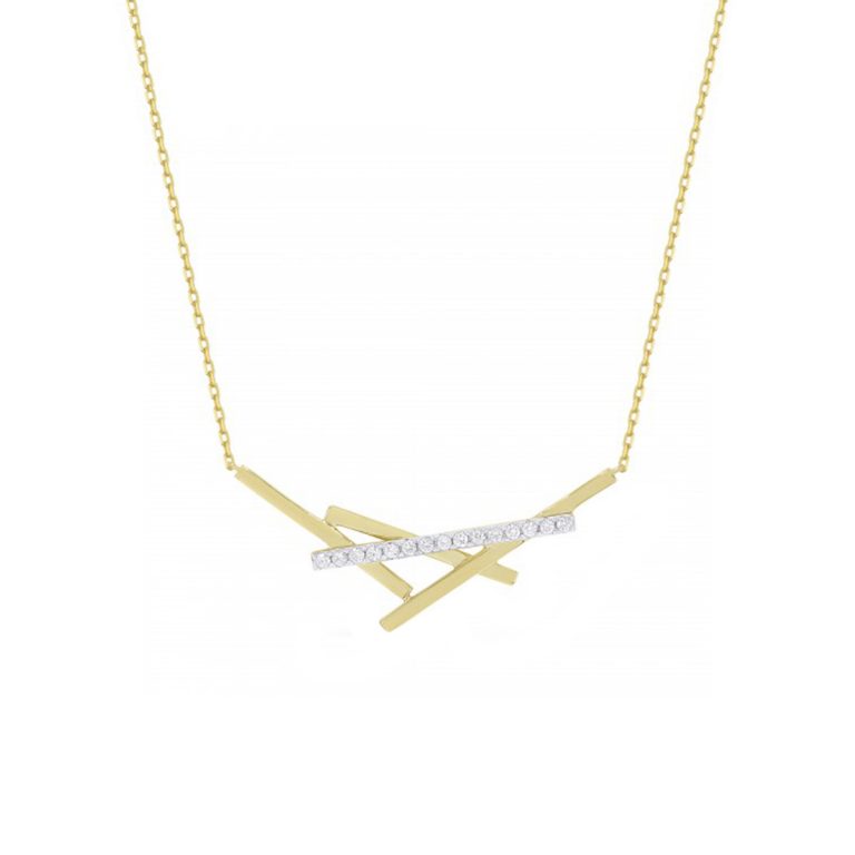 14K Yellow Gold Crossover Multi-Bar Necklace