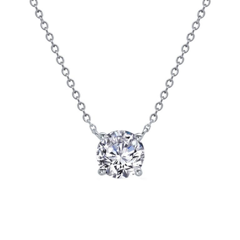 Sterling Silver Solitaire Cubic Zirconia Necklace