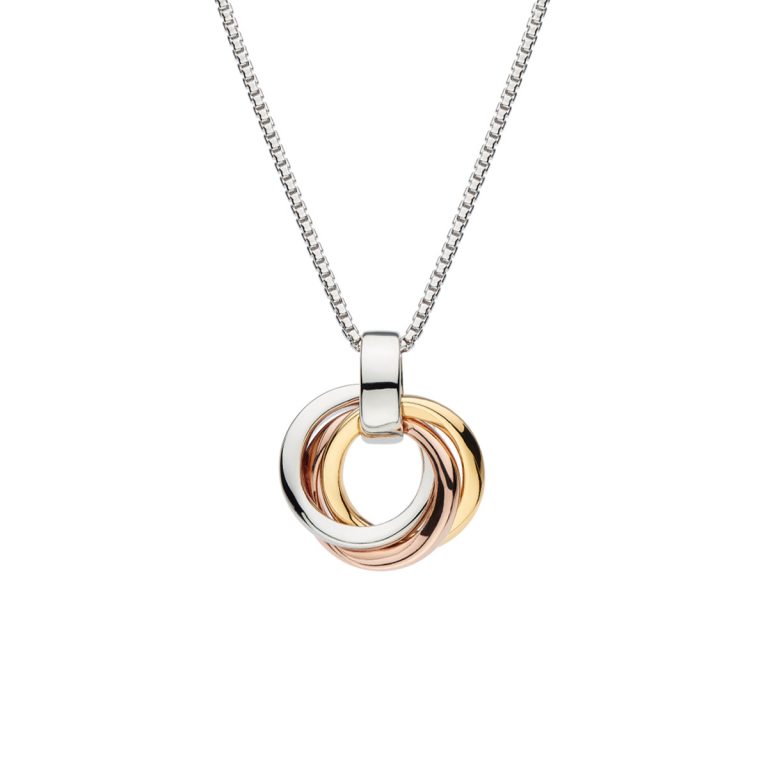 Sterling Silver Tri-Color Small Cirque Trilogy Pendant with Chain