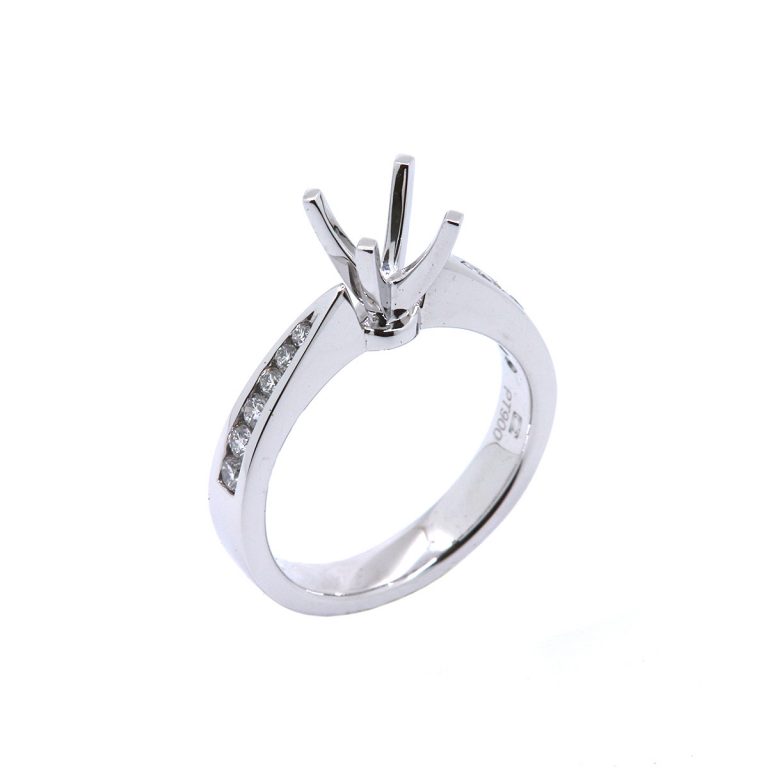 Platinum Tapered Channel Engagment Ring Semi-Mounting