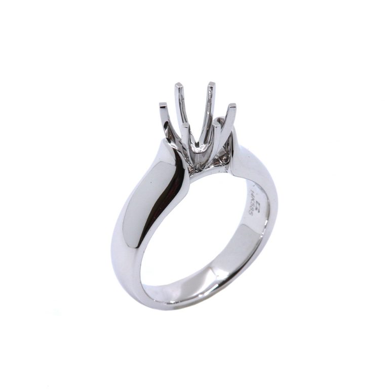 14K White Gold Swoop Engagement Ring Mounting
