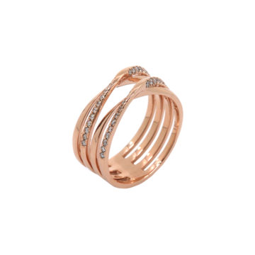 14K Rose Gold Wide Twisted Diamond Ring