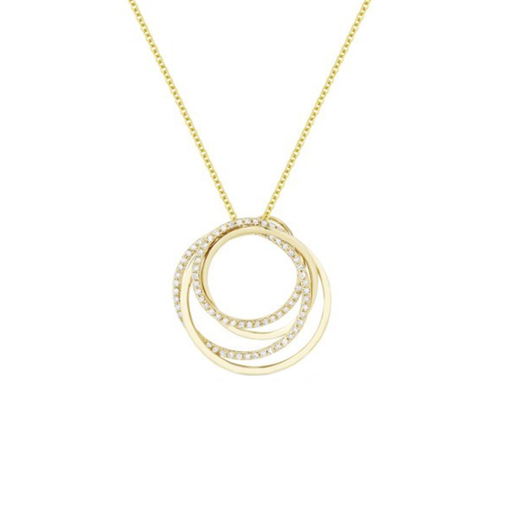 14K Yellow Gold Multi-Circle Diamond Necklace
