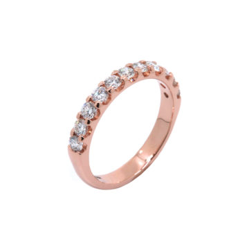 14K Rose Gold Shared Prong Diamond Wedding Band